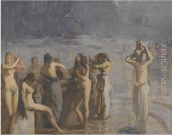 Bathers Oil Painting by Georgios Roilos