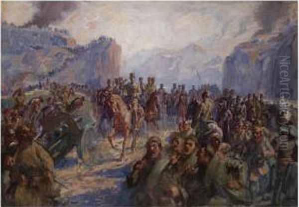 After The Battle Of Kresna Oil Painting by Georgios Roilos