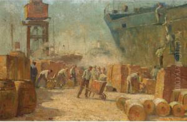 Harbour Scene Oil Painting by Georgios Roilos