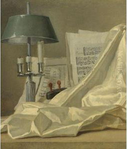 A Bouillette Lamp Oil Painting by Henri-Horace Roland de la Porte