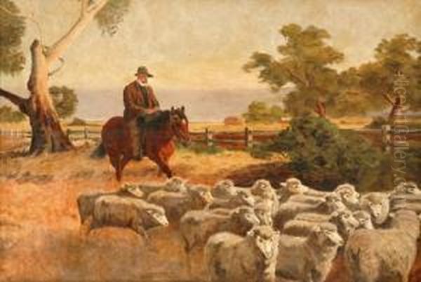 Sheep Muster Oil Painting by Charles Rolando