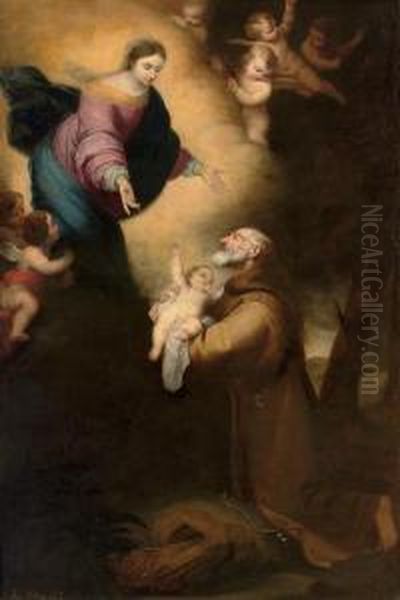 The Vision Of Saint Felix Of Cantalicio Oil Painting by Jose Roldan Y Martinez