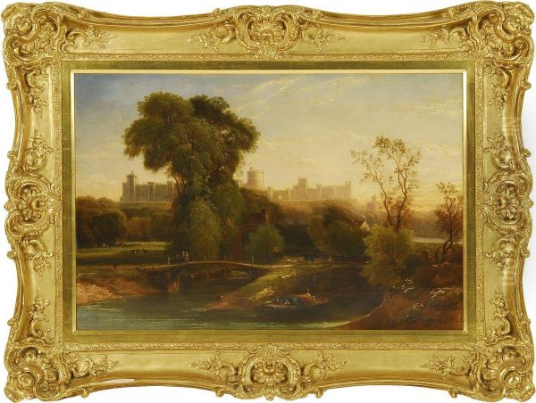 Windsor Castle From The Thames Oil Painting by Alexander F. Rolfe