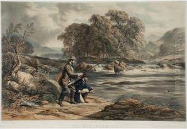 Rolfe Salmonfishing Oil Painting by Alexander Frederick Rolfe