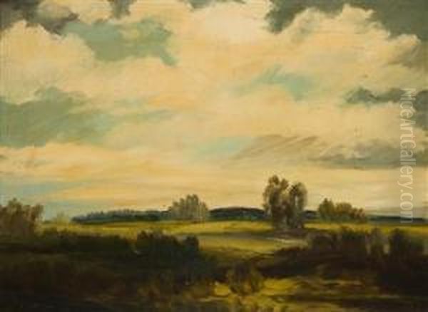 A Flat Landscape Oil Painting by Viktor Rolin