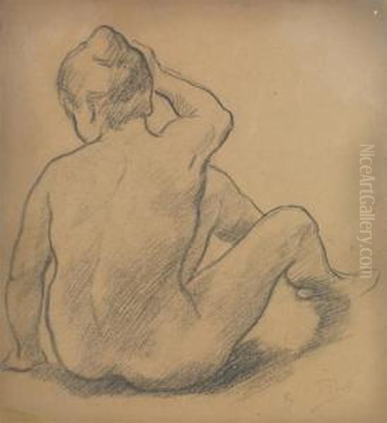 Femme Nue Assise De Dos Oil Painting by Alfred Roll