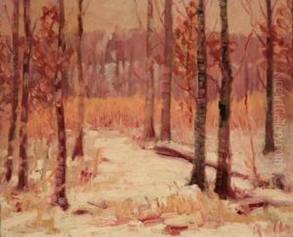 Winter Forest Oil Painting by August H.O. Rolle