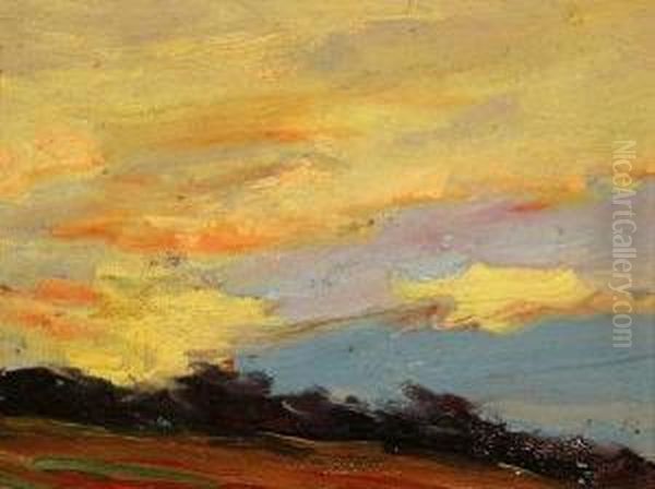 Sunset Oil Painting by August H.O. Rolle