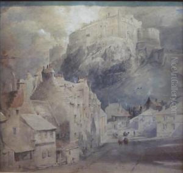 View Of Edinburgh Castle Oil Painting by Sunderland Rollinson