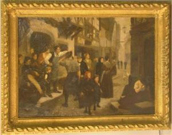 Streetscene Oil Painting by Julius Rollmann