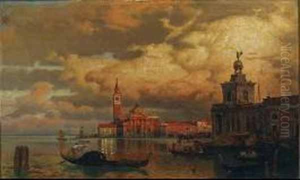 Grand Canal,venice Oil Painting by Julius Rollmann