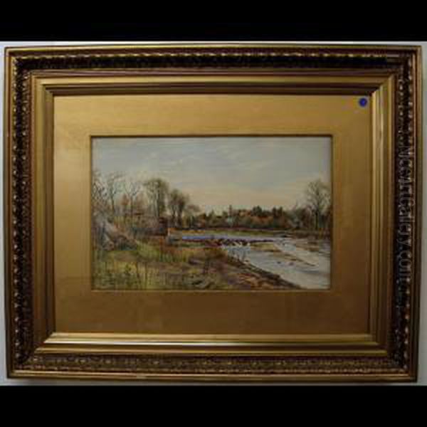 Riverscape With Cattle And Houses Oil Painting by Joseph Thomas Rolph