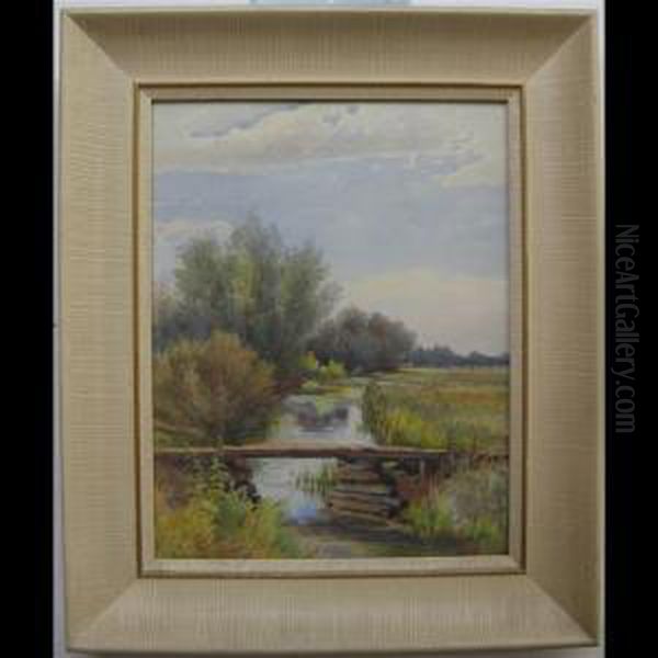 Bridge Over Creek Oil Painting by Joseph Thomas Rolph