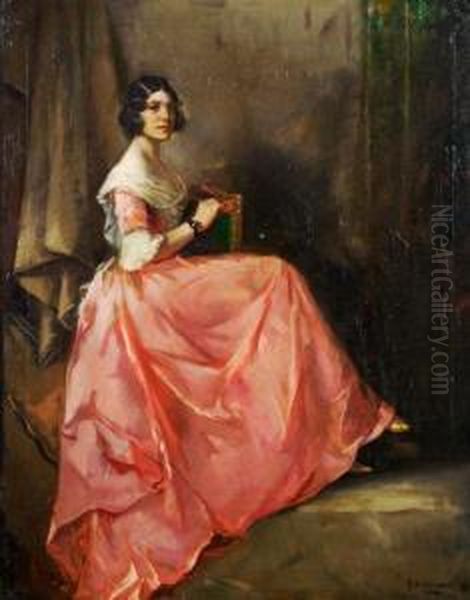 Rose Taffeta Oil Painting by Julius C. Rolshoven