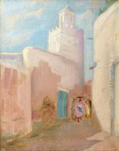 Mosquee A Kairouan Oil Painting by Julius C. Rolshoven