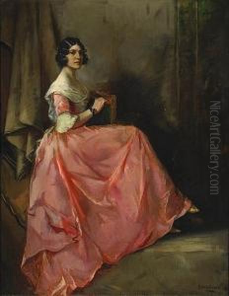 Rose Taffeta Oil Painting by Julius C. Rolshoven