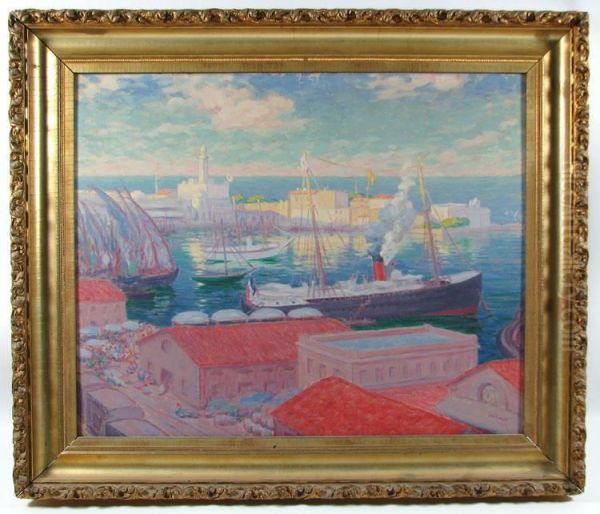 Mediterranean Port Oil Painting by Charles Rolt