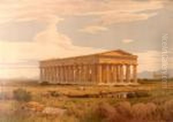 View Of A Greek Temple Oil Painting by Max W. Roman