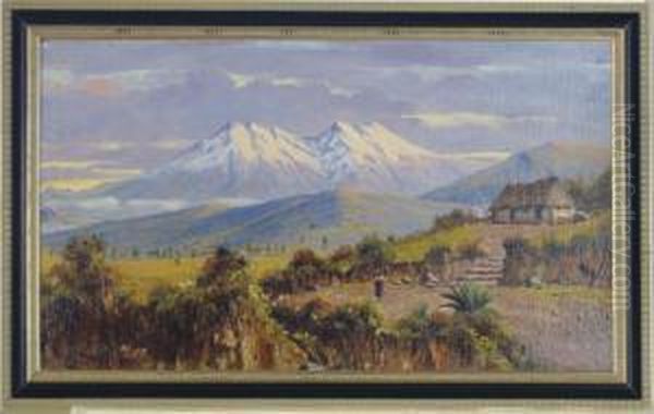 Snow Capped Mountains In South America Oil Painting by Leopoldo Romanach