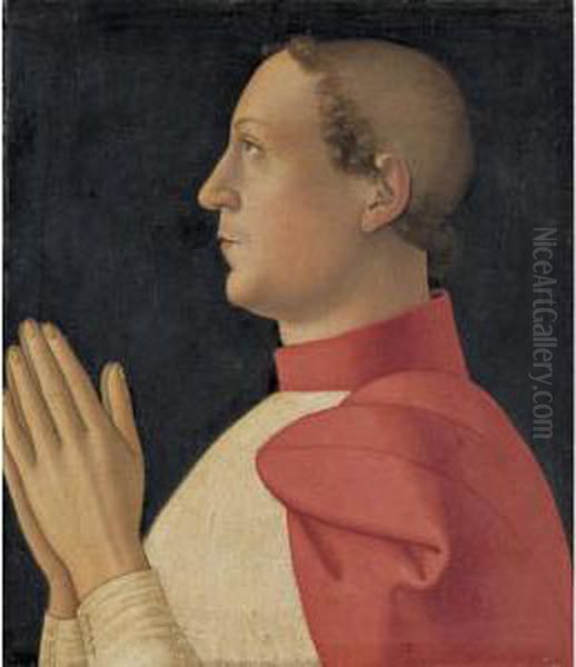 Profile Portrait Of Cardinal Philippe De Levis Oil Painting by Antoniazzo Romano