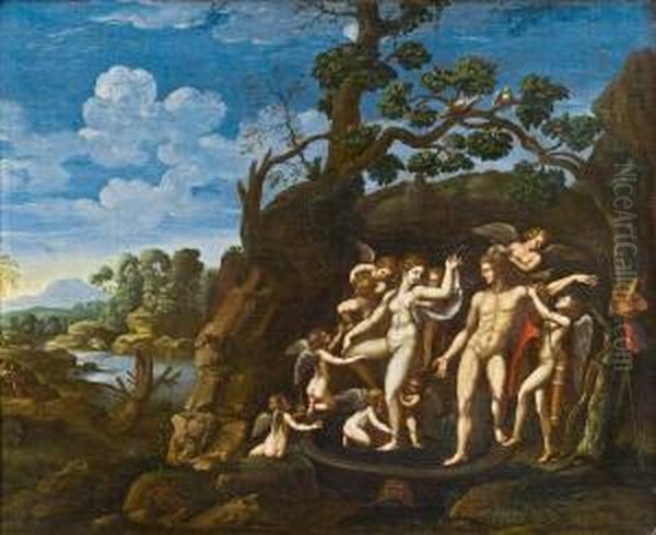 Venus Und Mars Im Bade Oil Painting by Giulio Romano