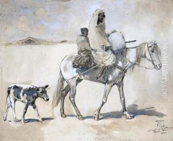 Crossing The Desert Oil Painting by Maurice Romberg De Vaucorbeil