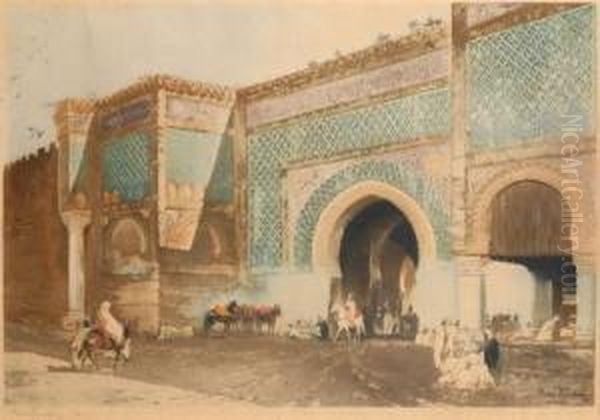 Porte Babal Mansour Oil Painting by Maurice Romberg De Vaucorbeil