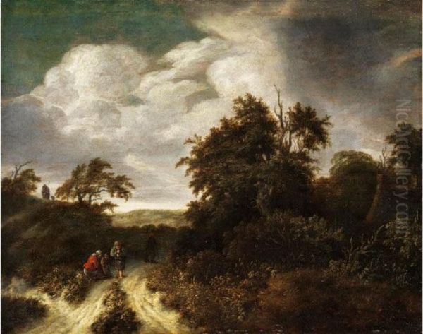 Bauern In Dunkler Landschaft Oil Painting by Salomon Rombouts