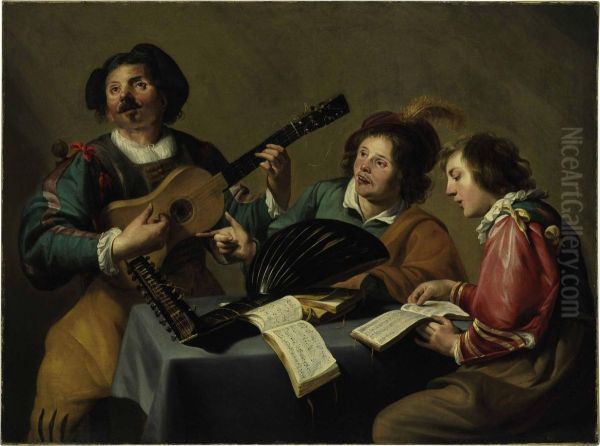 A Musical Concert Oil Painting by Salomon Rombouts