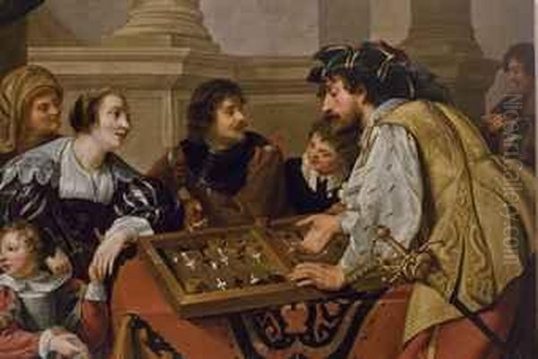 Les Joueurs De Tric-trac Oil Painting by Salomon Rombouts