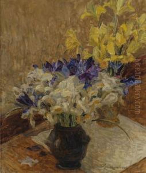 Vaso Di Fiori Oil Painting by Gastone Romenati