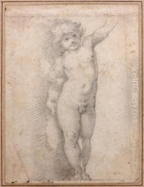 Etude De Putto En Pied Oil Painting by Cristoforo Pomarancio (Roncalli)