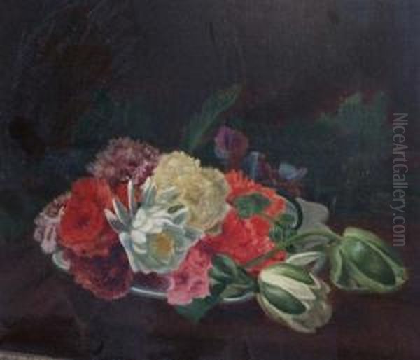 Still Life With Flowers Oil Painting by Louis Rondel