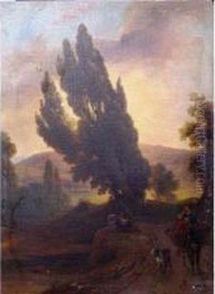 Paysage Italien Oil Painting by Guillaume Frederic Ronmy