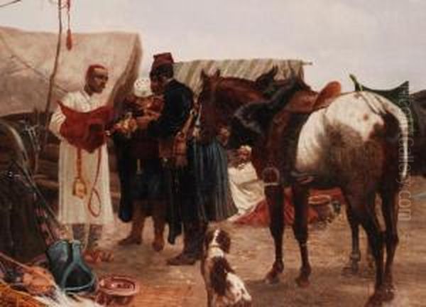 Teppichhandler In Usbekistan Oil Painting by Charles Ronot