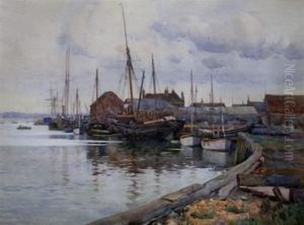 A Still Morning, Poole Harbour Oil Painting by Herbert Kerr Rooke