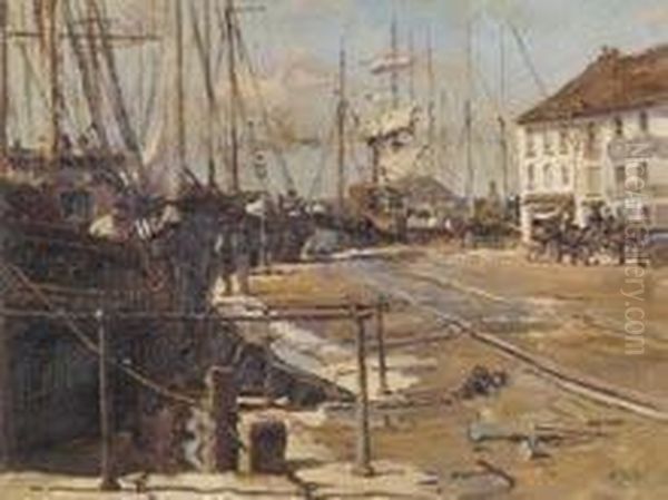 Poole Harbour, England Oil Painting by Herbert Kerr Rooke