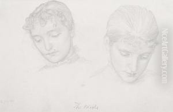 Head Studies Of Two Girls, 'the Nicols' Oil Painting by Thomas Matthew Rooke