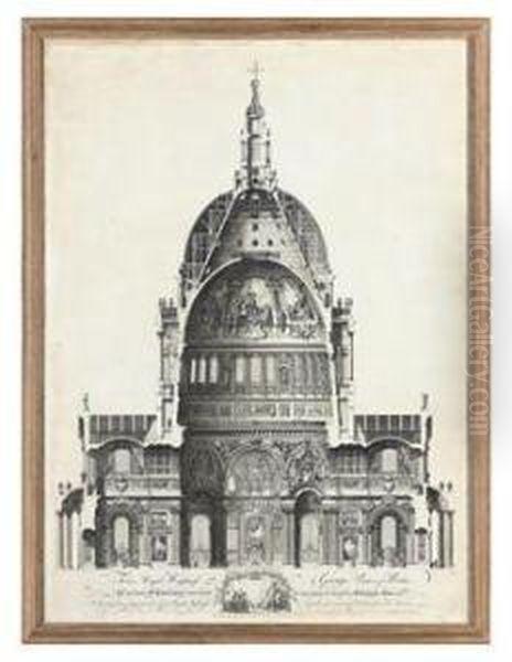 Section Of St Paul's Cathederal, Decorated Agreeably To Theoriginal Intention Of Sr. Christopher Wren Oil Painting by Eduard Rooker