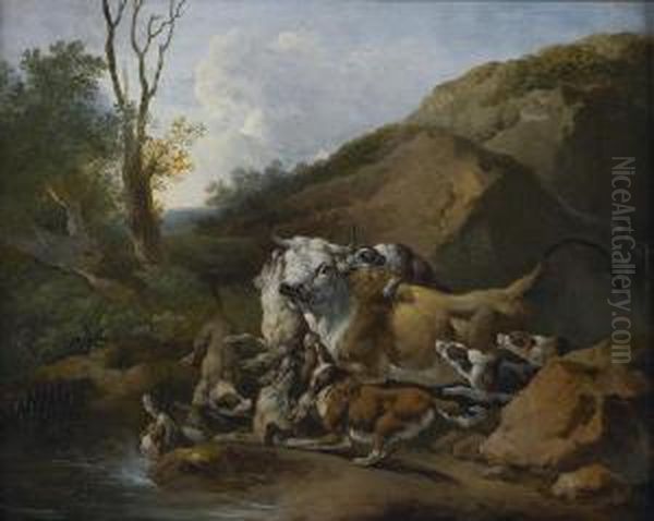 Chasse Au Taureau Oil Painting by Johann Melchior Roos