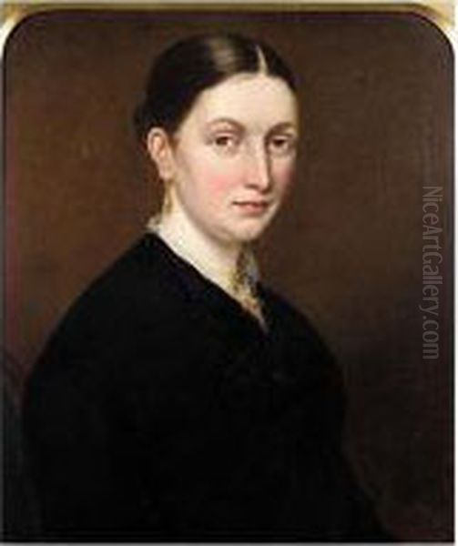 Portrait Of A Lady, Said To Be Hannah Jones Of Llangefni Oil Painting by William Roos