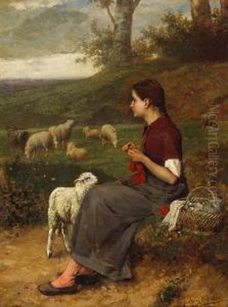 The Young Shepherdess Oil Painting by Albert Roosenboon