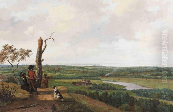 Enjoying The Panoramic View Oil Painting by Nicholas Jan Roosenboom