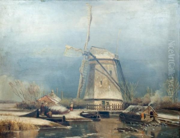  Le Moulin  Oil Painting by Nicholas Jan Roosenboom