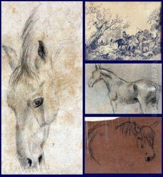 Drawingshorses Oil Painting by George Thomas Rope