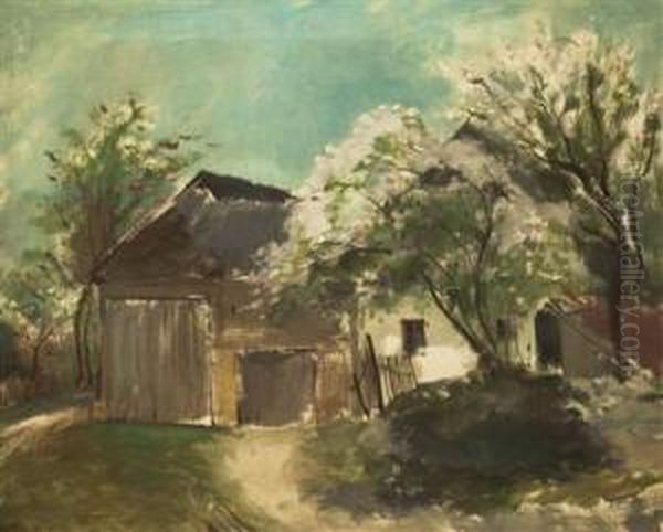 Spring In The Village Oil Painting by Frantisek Ropek