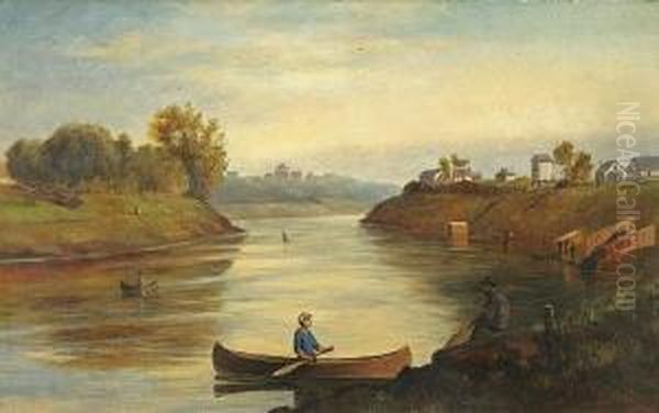 Fort Rouge And Assiniboine River, Winnipeg,from Below Main Street Bridge Oil Painting by Edward Roper