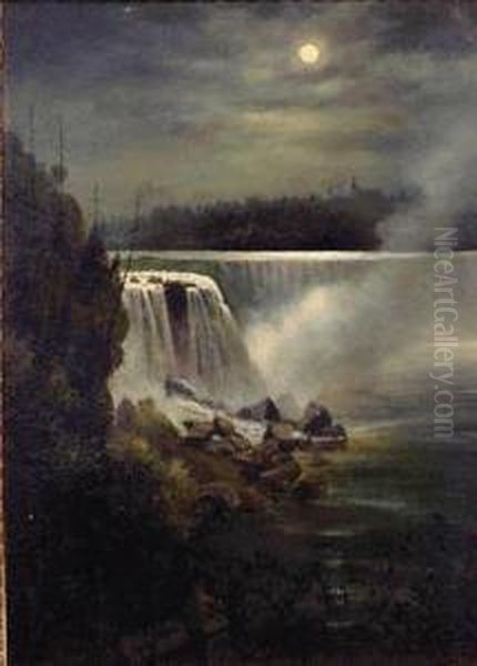 View No. 4 - The Terrapin Fall By Moonlight Oil Painting by Edward Roper