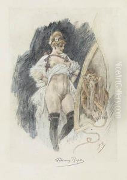 Impudence Oil Painting by Felicien Rops