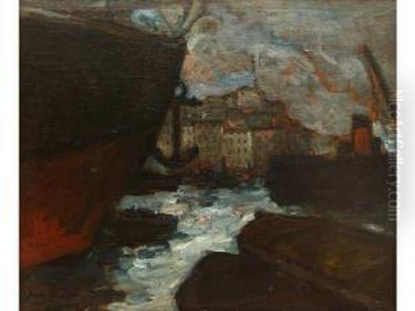 Bateaux Dans Le Vieux-port Oil Painting by Jean-Jacques Roque